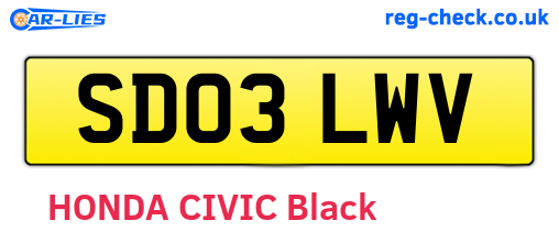 SD03LWV are the vehicle registration plates.