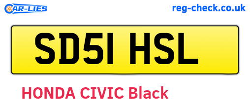 SD51HSL are the vehicle registration plates.
