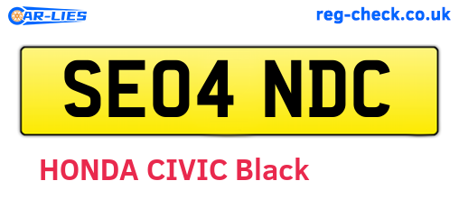 SE04NDC are the vehicle registration plates.