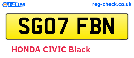SG07FBN are the vehicle registration plates.