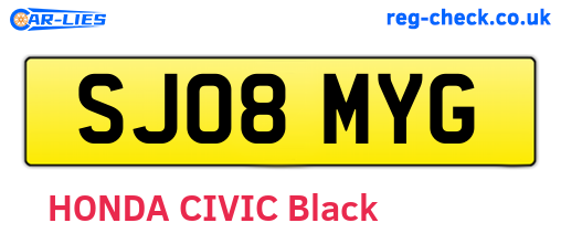 SJ08MYG are the vehicle registration plates.