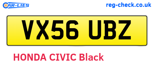 VX56UBZ are the vehicle registration plates.