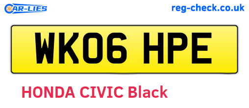 WK06HPE are the vehicle registration plates.