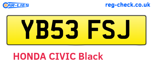 YB53FSJ are the vehicle registration plates.