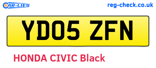 YD05ZFN are the vehicle registration plates.