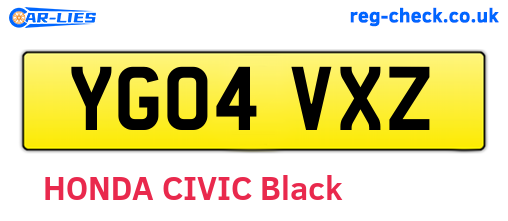 YG04VXZ are the vehicle registration plates.