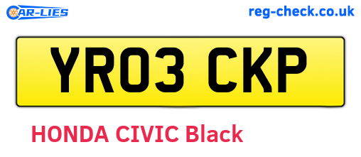 YR03CKP are the vehicle registration plates.