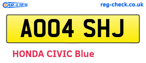 AO04SHJ are the vehicle registration plates.