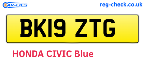 BK19ZTG are the vehicle registration plates.