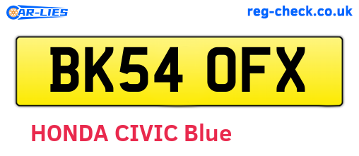 BK54OFX are the vehicle registration plates.