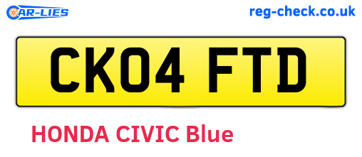 CK04FTD are the vehicle registration plates.