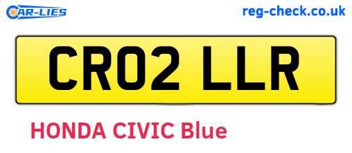 CR02LLR are the vehicle registration plates.