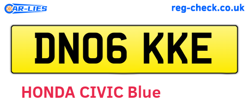 DN06KKE are the vehicle registration plates.