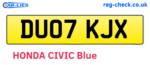 DU07KJX are the vehicle registration plates.