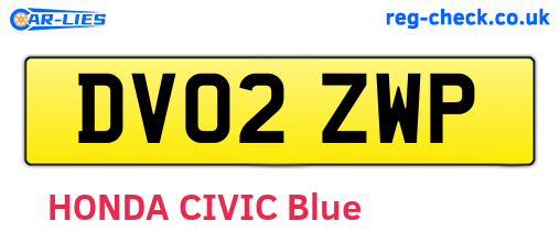 DV02ZWP are the vehicle registration plates.
