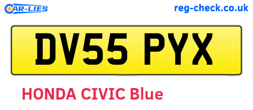 DV55PYX are the vehicle registration plates.