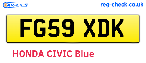 FG59XDK are the vehicle registration plates.