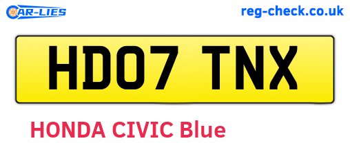 HD07TNX are the vehicle registration plates.