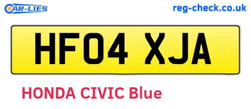 HF04XJA are the vehicle registration plates.