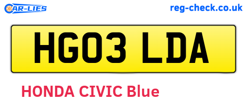 HG03LDA are the vehicle registration plates.