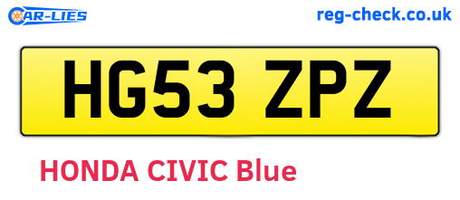 HG53ZPZ are the vehicle registration plates.