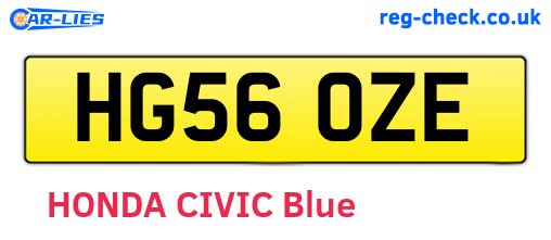 HG56OZE are the vehicle registration plates.