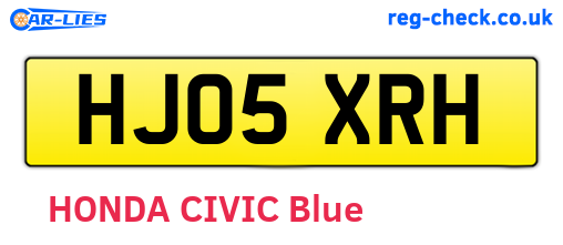 HJ05XRH are the vehicle registration plates.