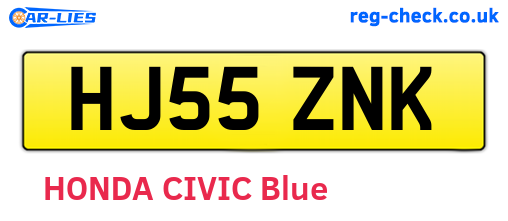 HJ55ZNK are the vehicle registration plates.
