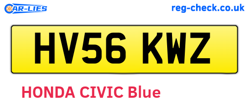 HV56KWZ are the vehicle registration plates.