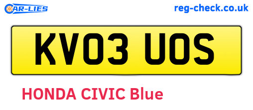 KV03UOS are the vehicle registration plates.