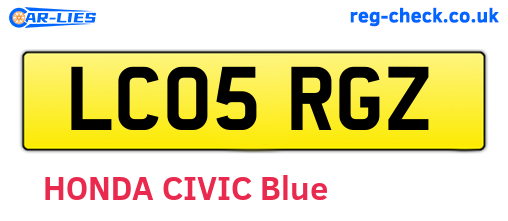 LC05RGZ are the vehicle registration plates.