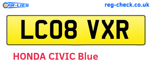 LC08VXR are the vehicle registration plates.