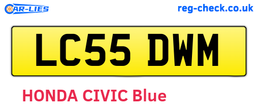 LC55DWM are the vehicle registration plates.