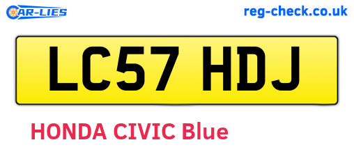 LC57HDJ are the vehicle registration plates.