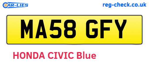 MA58GFY are the vehicle registration plates.
