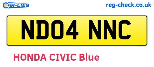ND04NNC are the vehicle registration plates.