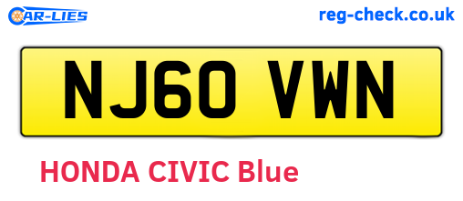 NJ60VWN are the vehicle registration plates.