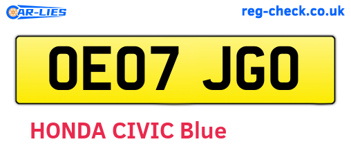OE07JGO are the vehicle registration plates.
