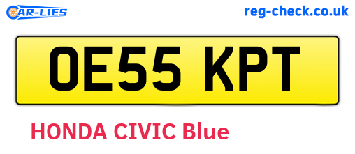 OE55KPT are the vehicle registration plates.