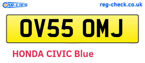 OV55OMJ are the vehicle registration plates.