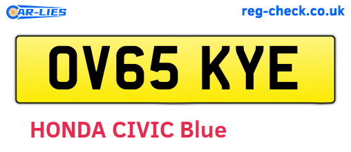 OV65KYE are the vehicle registration plates.