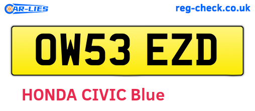 OW53EZD are the vehicle registration plates.