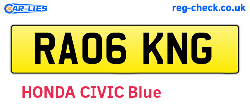 RA06KNG are the vehicle registration plates.