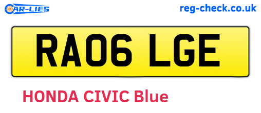 RA06LGE are the vehicle registration plates.