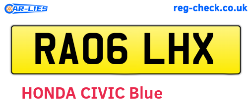 RA06LHX are the vehicle registration plates.