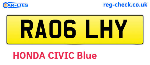 RA06LHY are the vehicle registration plates.
