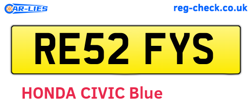 RE52FYS are the vehicle registration plates.