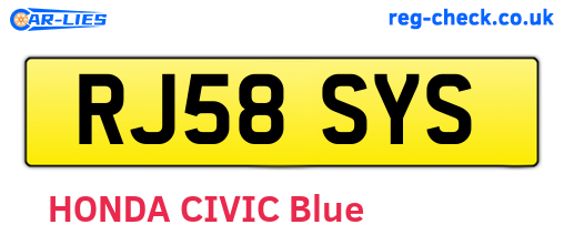RJ58SYS are the vehicle registration plates.