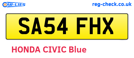 SA54FHX are the vehicle registration plates.
