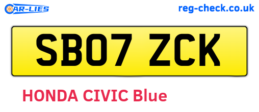 SB07ZCK are the vehicle registration plates.